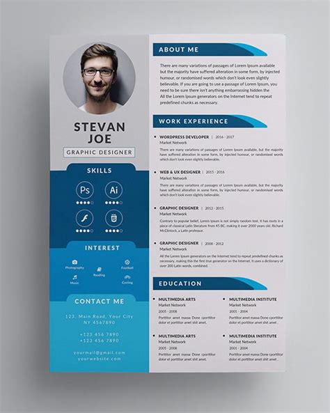 20 Best Free Resume Templates In 2020 Graphic Design Resume Resume