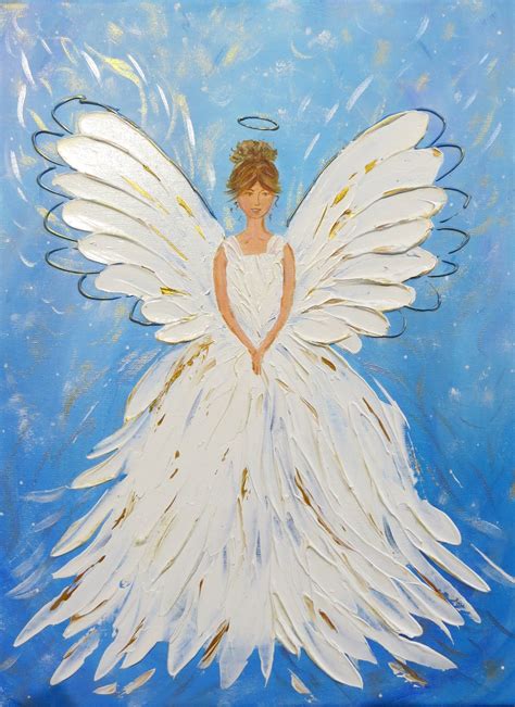 Angel Paintings Angel Blessings White Angel Wings Wall Decor Etsy