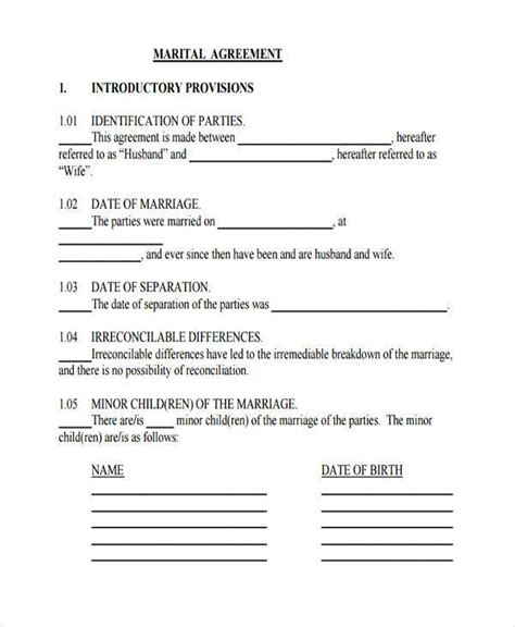 Free 8 Separation Agreement Forms In Pdf Ms Word