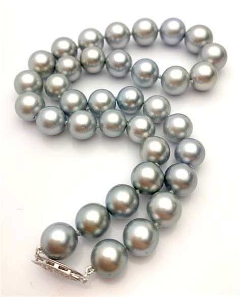 17 Silver Tahitian Pearl Necklace 100 Natural Color Etsy Canada