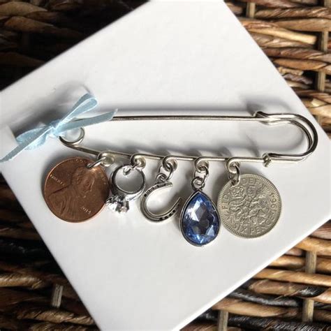 Classic Something Old New Borrowed Blue Sixpence Bouquet Charm Etsy