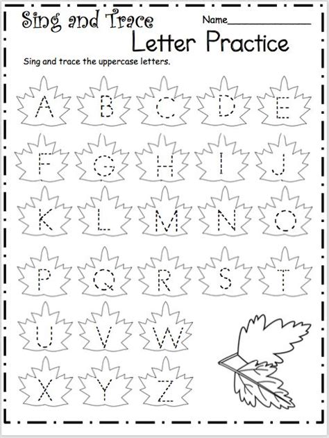 A Worksheet For Letter Practice With Leaves