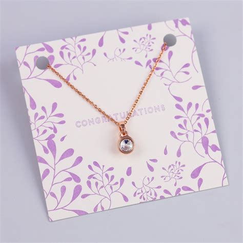 Congratulations Sentiment Card With Rose Gold Small Gemstone