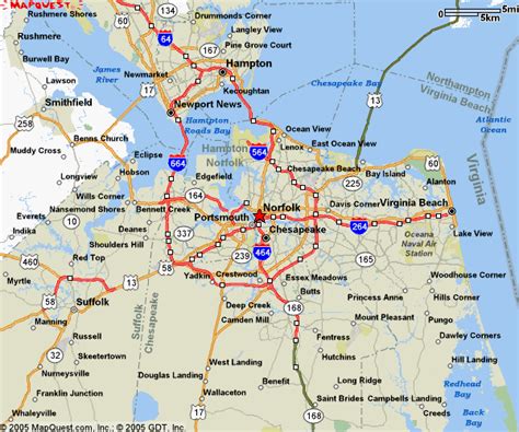 Map Of Norfolk Virginia And Surrounding Areas