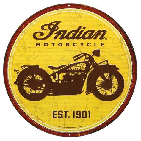 Indian Motorcycle Embossed Metal Sign