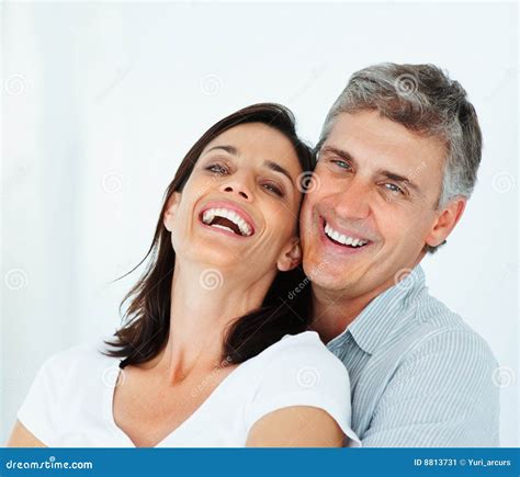 Mature Couple Laughing Together Over A Background Stock Image Image Of Male Good 8813731