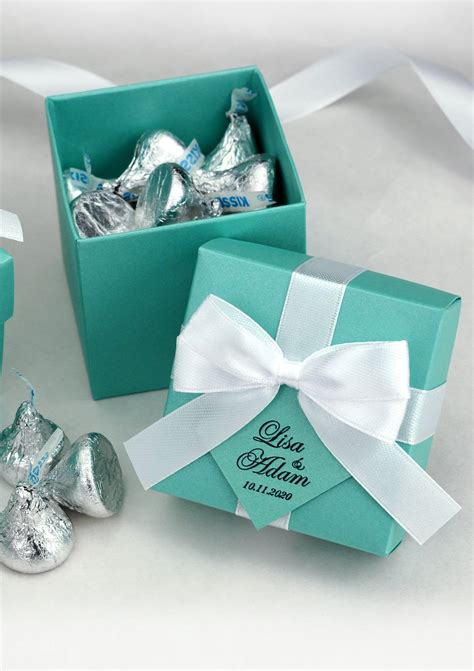 Wedding Favor Boxes With Satin Ribbon Bow And Your Names Etsy