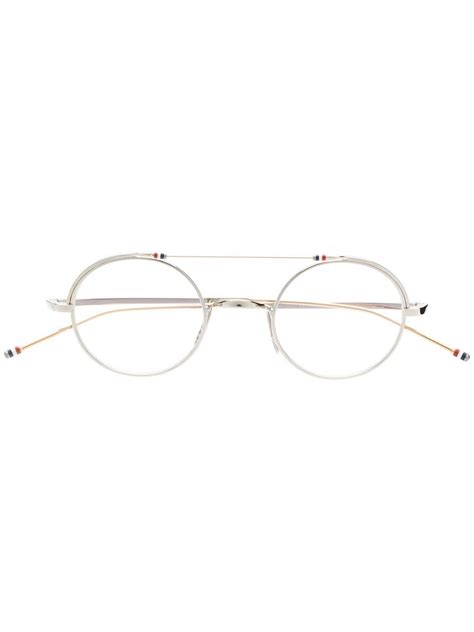 Thom Browne Tbx912 Aviator Frame Glasses In Silver Modesens Round