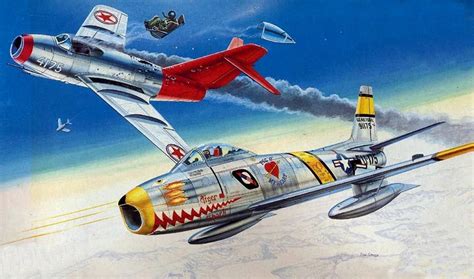 В небе Кореи F 86 Sabre против МиГ 15бис Fighter Planes Airplane Art