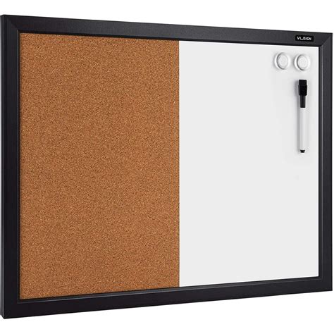 Vusign Combination Magnetic Whiteboard And Corkboard 17 X 23 Black