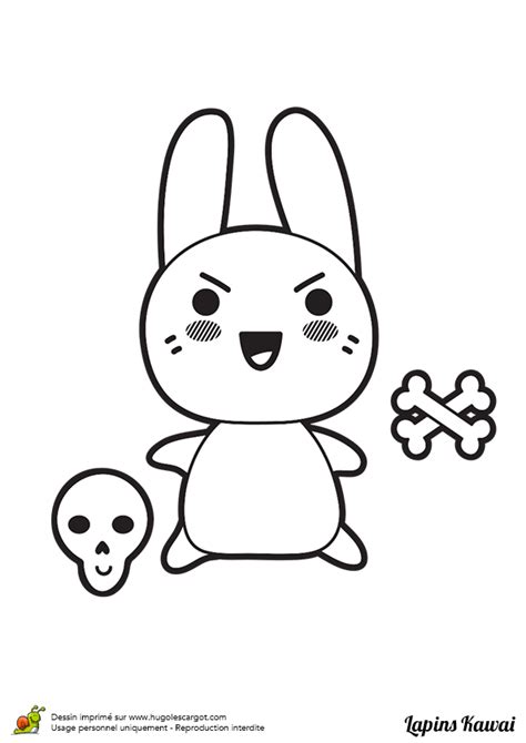 Voici un cours de dessin étrange avec un animal mi lapin et mi licorne. Coloriage lapin kawai enerve sur Hugolescargot.com