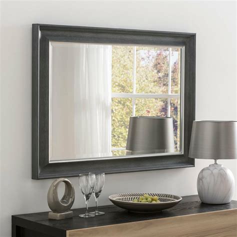 Yg601 Silver Modern Rectangle Wall Mirror With Stepped Framed Suitable For Living Room Dining