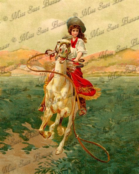 Instant Download Or Print Cowgirl With Whip On Prancing Etsy