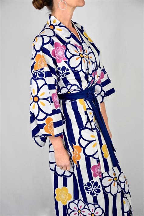 yukata japanese summer kimono cotton japanese vintage kimono dressing gown
