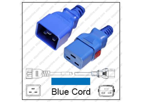 Iec 320 C20 Plug To Iec 320 C19 Connector Ws Lock Blue 45mtr 15ft