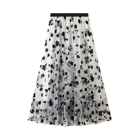 Women S Long Tulle Skirt Spring Summer Elastic Chiffon Petticoat High