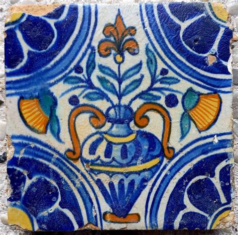 Azulejo Antiguo Raro Con Florero Loza De Barro Catawiki