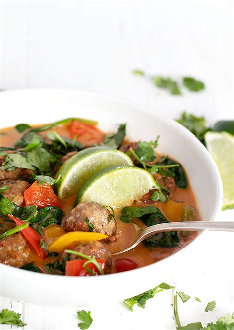 Ground chicken meatballs combine with a lightly creamy, thai curry broth. Easy Thai Chicken Meatball Soup - Seasons and Suppers