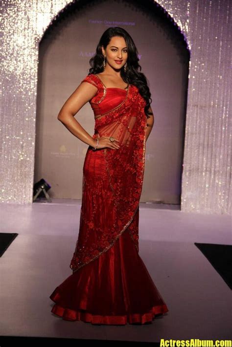 Sonakshi Sinha Ramp Walk In Red Saree Actress Album