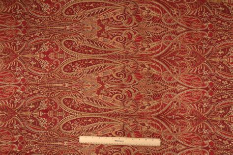 41 Yards Paisley Tapestry Upholstery Fabric In Red