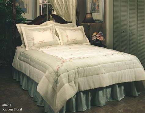 Archive florals and stripes mix with. Queen Mint Green Ribbon Embroidered Floral Comforter Set ...