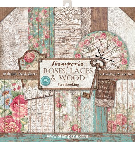 Stamperia Double Sided Paper Pad X Pkg Roses Lace Wood