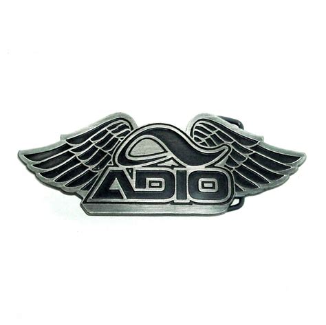 Adio Logo Wings Pewter Belt Buckle