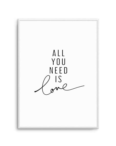 All You Need Is Love Romantic Art Print Typography Poster