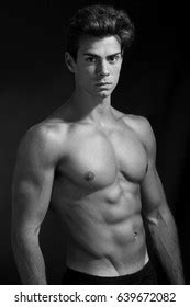 Italian Model Muscular Man Nude Portrait Stock Photo