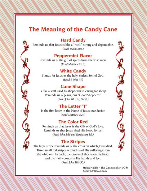 Meaning Of The Candy Cane Printable White In The Bible Typically