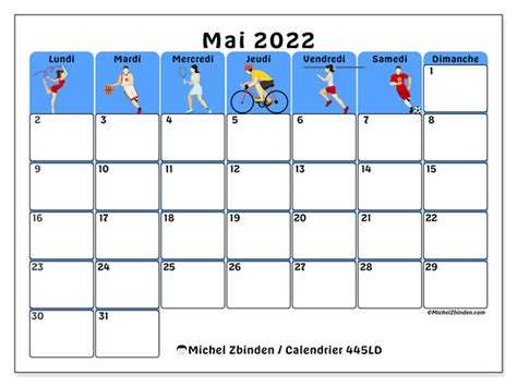 Calendriers Mai 2022 à Imprimer Michel Zbinden Be
