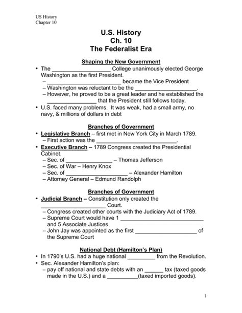 U S History Ch 10 The Federalist Era
