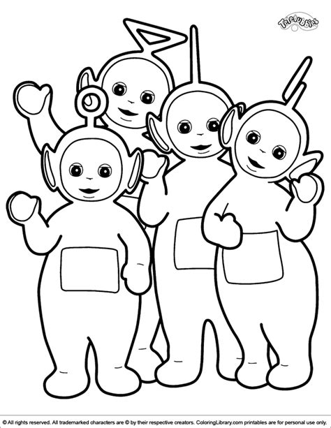 Cute Teletubbies Coloring Page With All Four Teletubbies Can You Color