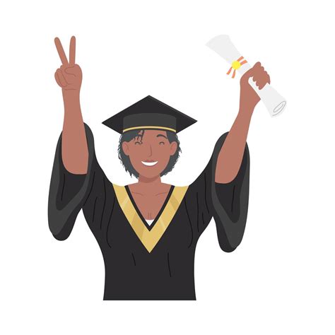 Afro Graduated Woman With Diploma 4622621 Vector Art At Vecteezy