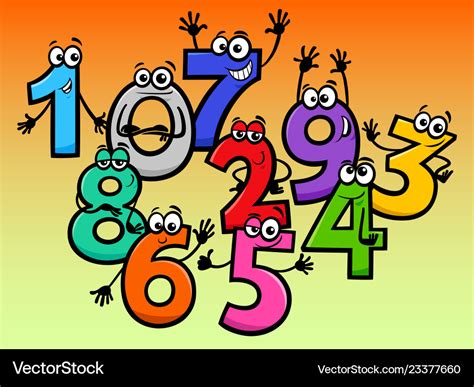 Happy Basic Numbers Cartoon Characters Royalty Free Vector