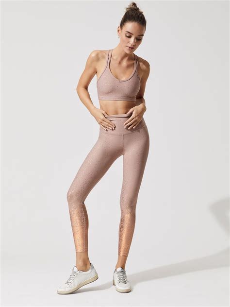 Beyond Yoga Alloy Speckled High Waisted Midi Legging Brazen Blush Rose Gold Speckle 7 8 Length