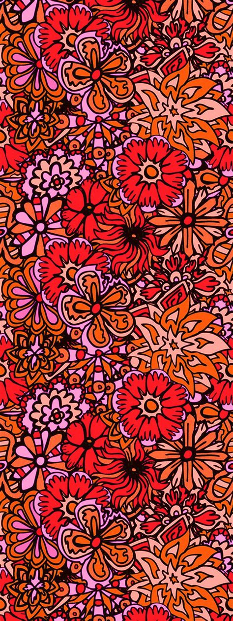 Red Hippy Flowers Hippie Flowers Fabric Patterns Repeating Patterns