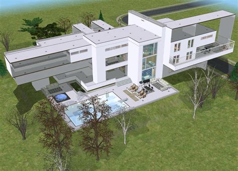 Sims 2 Ultramodern White Hillside Mansion By Ramborocky On Deviantart