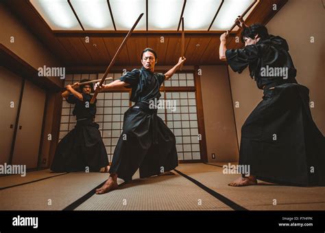 Samurai Training In A Traditional Dojo In Tokyo Stock Photo Alamy
