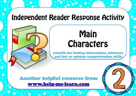 Reading Comprehension Activity Main Character