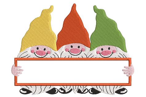 Cute Gnomes With Space For Name Or Text Creative Fabrica Embroidery