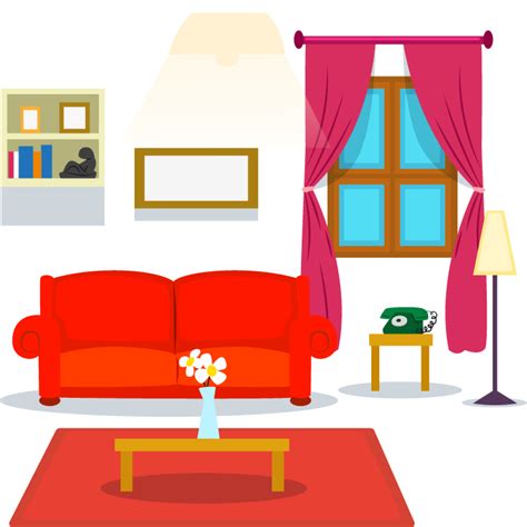 Living Room Cartoon Luxury Room Premium Interior Living Room With