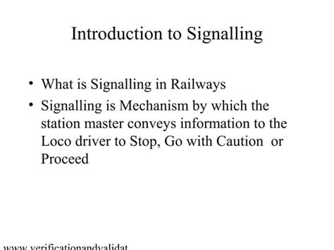 Introduction To Railway Signalling Ppt