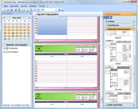 Microsoft Outlook 2007 Perfekte Kalender Drucken Mit Dem Kalenderdruck