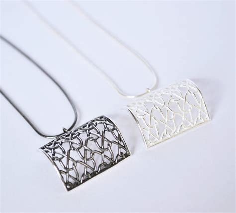 Silver Curved Square Pendant By Kate Holdsworth Designs
