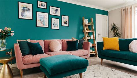 Teal And Pink Living Room With Gallery Wall My Bespoke Room