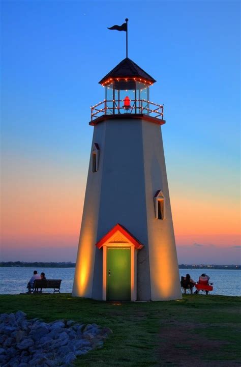 Sunset Lake Hefner Oklahoma City Lighthouse Pictures Beautiful