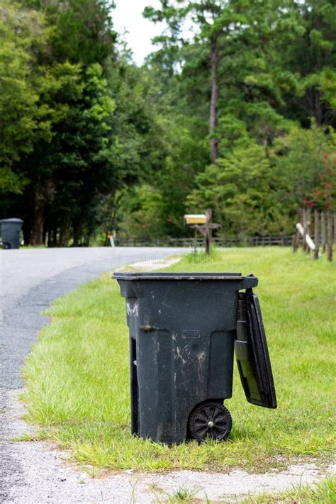 Trash Cans On The Road Stock Photo Image Of Outdoors 196725654