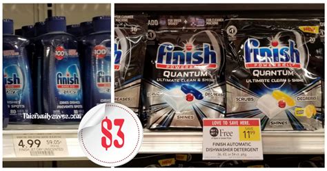 • leaves a brilliant shine. Finish Dishwasher Detergent & Jet-Dry Rinse Aid - Only $3 each