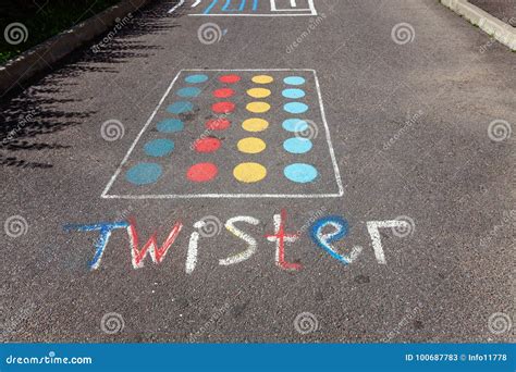Children`s Game Twister On The Asphalt Stock Image Image Of Asphalt